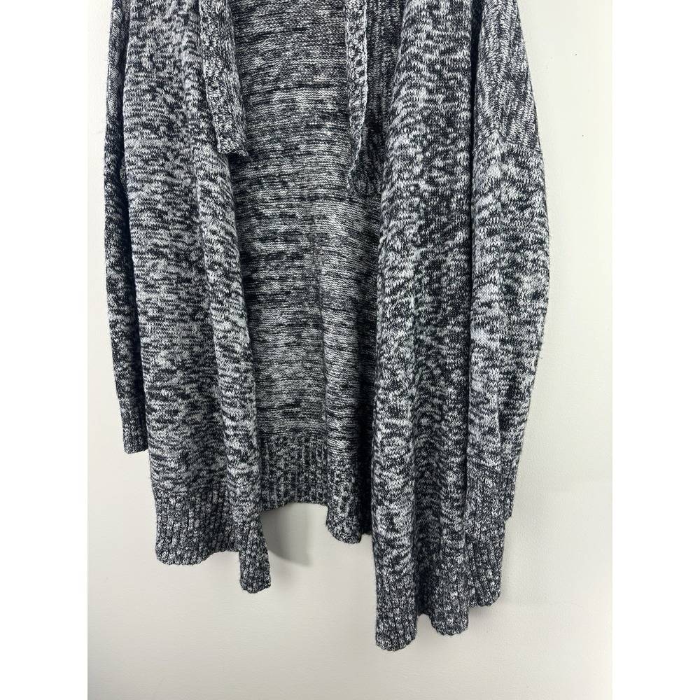 Eileen Fisher Knit Open Front Long Drape Cardigan Sweater Black Marled Large - Picture 7 of 13